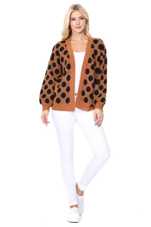 Polka Dot Jacquard Sweater Shrug Cardigan