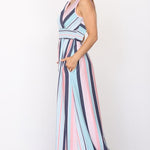 Surplice Stripe Maxi Dress