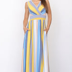 Surplice Stripe Maxi Dress