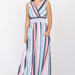 Surplice Stripe Maxi Dress