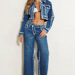 Crossed Low Rise Wide Jeans
