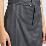 Pinstripe Midi Skirt With Slit
