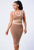 2pcs Luxe Rib Knit Top And Skirt Sets